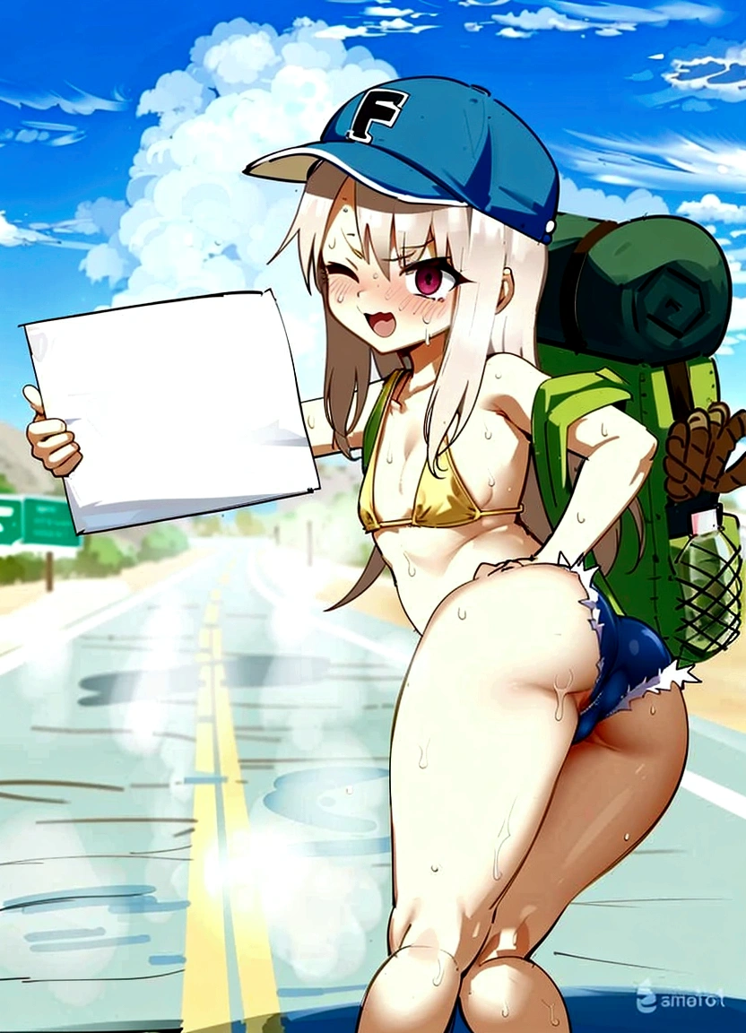 clear line, sharp line, nsfw, sweaty, hot weather, hot, sweat, masterpiece, no watermark, body steam, steam comes out of body, many steam, embarrased, heatstroke, wet, lots of steam, steam comes out of legs, very hot weather,heat exhaution, 50 degrees Celsius, smile, body hot, body fume, hot and hot, exposed, small pants, cameltoe, crying