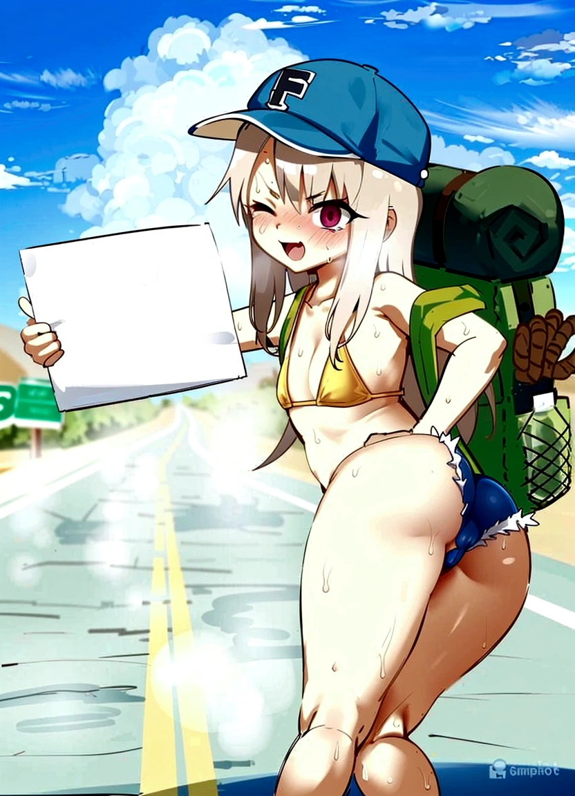 clear line, sharp line, nsfw, sweaty, hot weather, hot, sweat, masterpiece, no watermark, body steam, steam comes out of body, many steam, embarrased, heatstroke, wet, lots of steam, steam comes out of legs, very hot weather,heat exhaution, 50 degrees Celsius, smile, body hot, body fume, hot and hot, exposed, small pants, cameltoe, crying