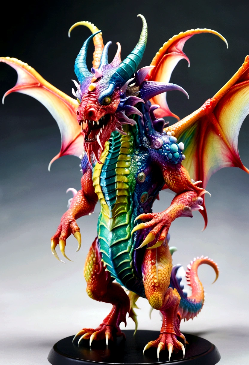 a monster with tentacles that can spray acid, four legs, wings, a dragon head, and thick skin