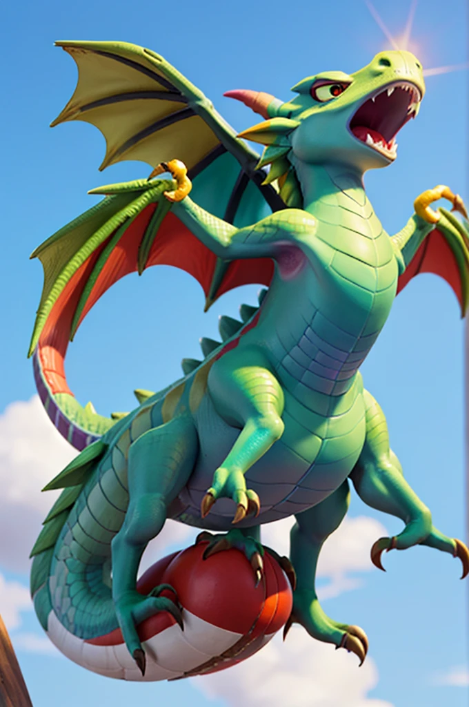 a magnificent dragon with rainbow-colored scales,