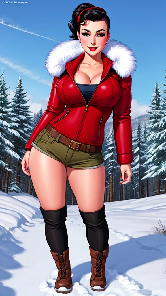 butch girl, pinup, centerfold, winter clothes