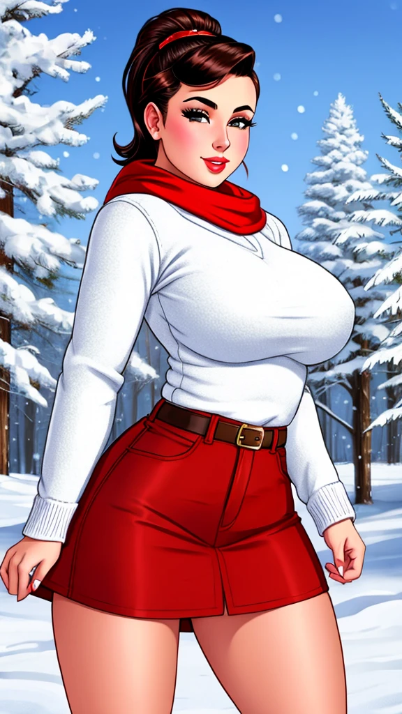 butch girl, pinup, centerfold, winter clothes