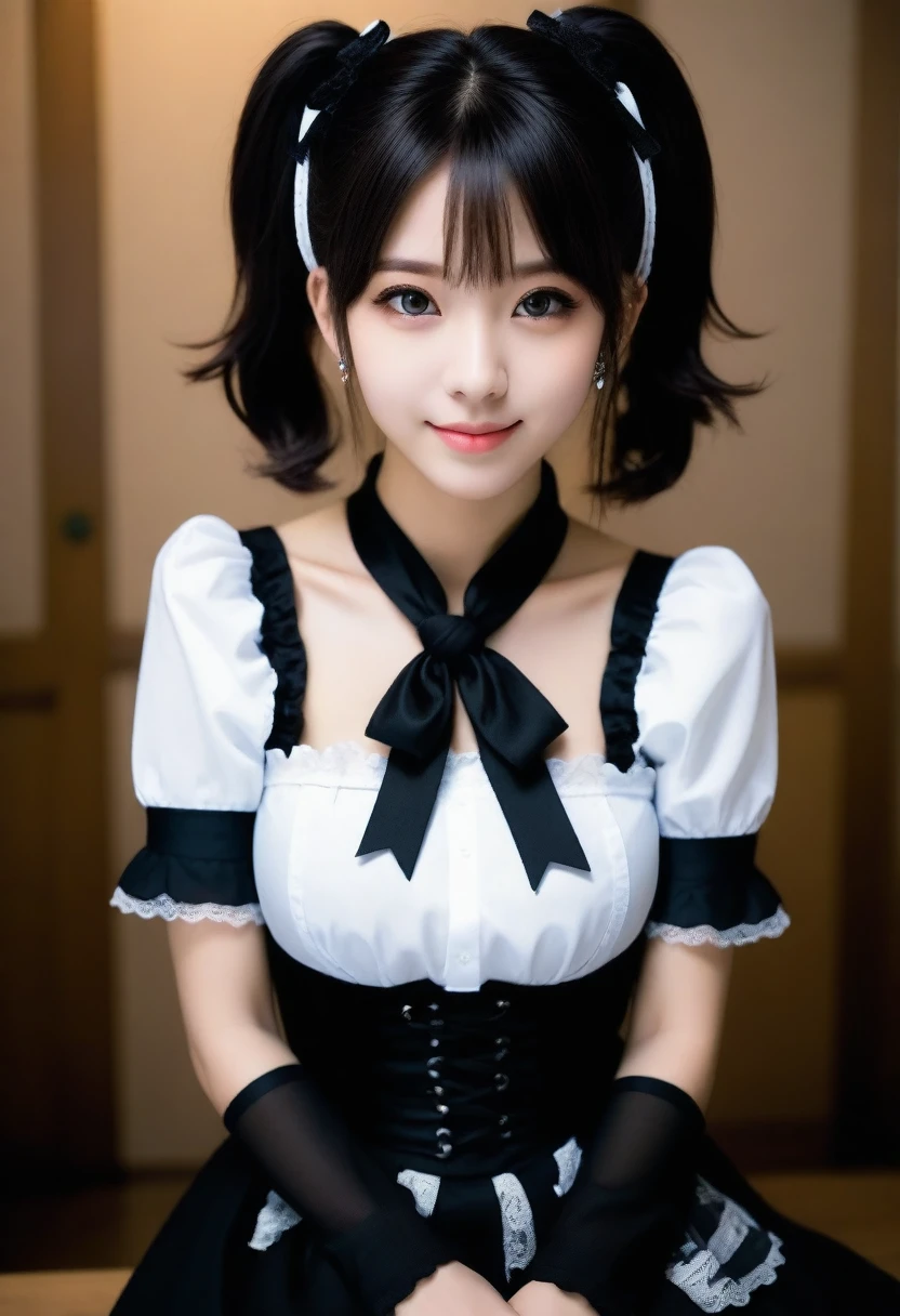 8K, Ultra-high resolution, Highest quality, masterpiece, 三分割法によるphotograph,Surreal, photograph, 1 girl, (:1.3), pretty girl, Cute face, Beautiful eyes in every detail, 細かくdetailedに,masterpiece,, One Girl:1.2, Japan Female Announcer,whole body,Young Wife,((Bondage and Gothic Lolita)),PenSkirt、Random pose,sexly,A carefree smile,Healing the heart,short hair,Looking at the audience、beauty,Long neck、Laugh a little、Please close your mouth and laugh、(((Ideal body type))),A-cup small breasts :2,、Portraiture:2、Perfect Anatomy、鮮明なdetailed、detailed、Surreal、Light and shadow,Strong light