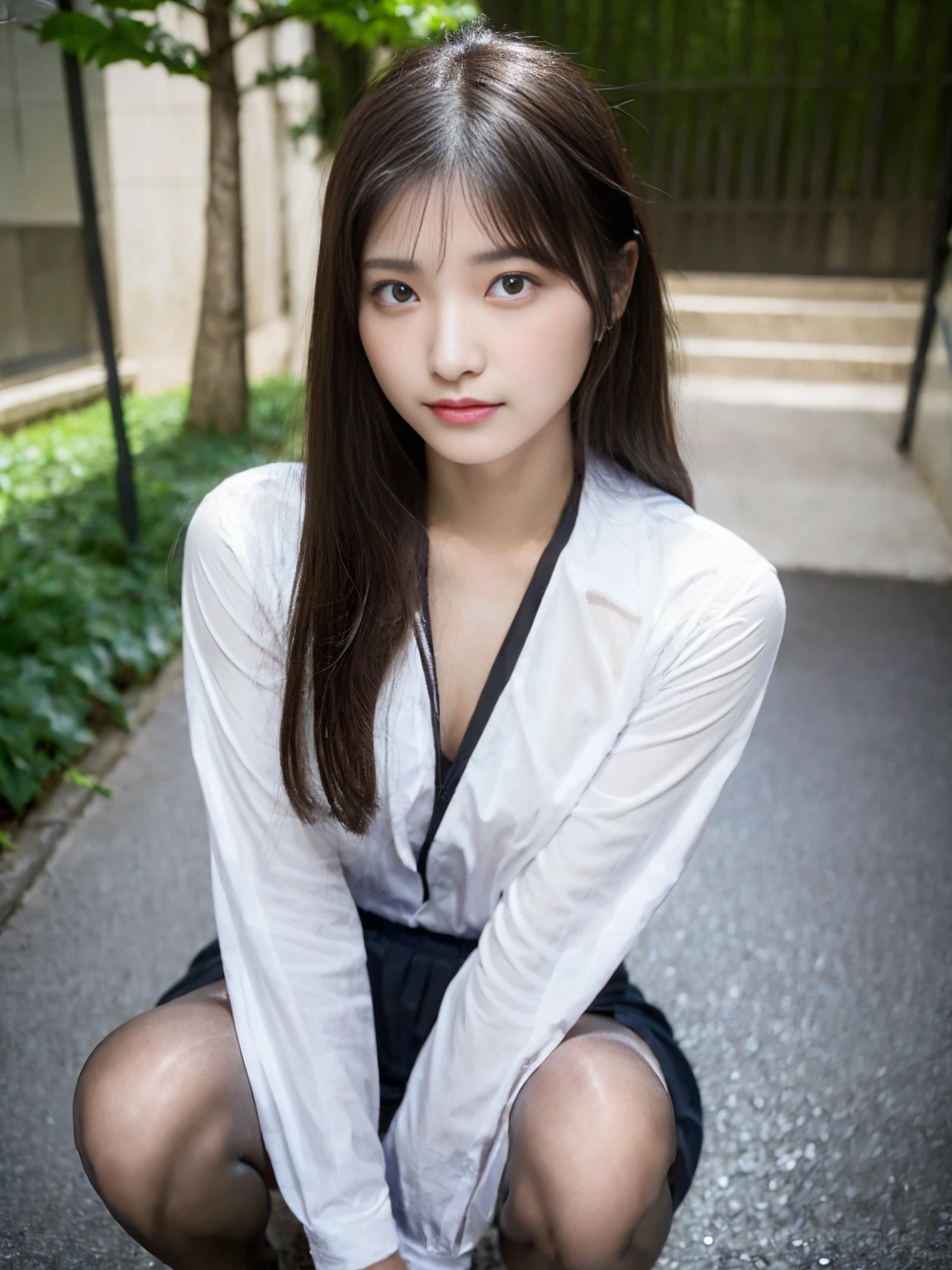 (((32ｋ,High detail,High definition、masterpiece,Attention to detail,Esbian all over,solo))),RAW Photos & Realistic atmosphere,beautiful濃い青い目,Mouth details,Glossy Lips,Fine eyebrows,With soft white skin that shines in every detail、Detailed eyes、Blue Eyes,とてもbeautiful目,Detailed lips、とてもbeautiful顔,Very well-formed face、A vivid face,輝くbeautiful唇, Realistic Young Gravure Idol, とてもbeautiful女子高生, ,適度にbeautiful, 若くてSexyグラビアアイドル, Young Gravure Idol, beautiful, Cute and sexy１5 year old ,My whole body is wet,Dripping,Blushing,とってもbeautiful１5 year old girl,shortcut,Brown shiny hair,Wet hair,Dripping水,Dripping,Squatting on the stairs with legs apart,（Black Pantyhose,beautiful fece,Looking into the camera：1.4）,（Wearing black pantyhose and crossing her legs,The chest of the uniform is open,darkness,Very dark,Dark stairs without street lights,Shine a flashlight on the object,Spotlight：1.7）,（Sexy,Slightly thicker,High Vision High Vision Japan High Vision Girl Uniform,Shapely breasts,,Mature Body, I feel anxious and like crying,Watery eyes,Cold Smile,Glare,Glare顔もbeautiful：1.5）,（Open your legs randomly,Crawl back：1.7）
