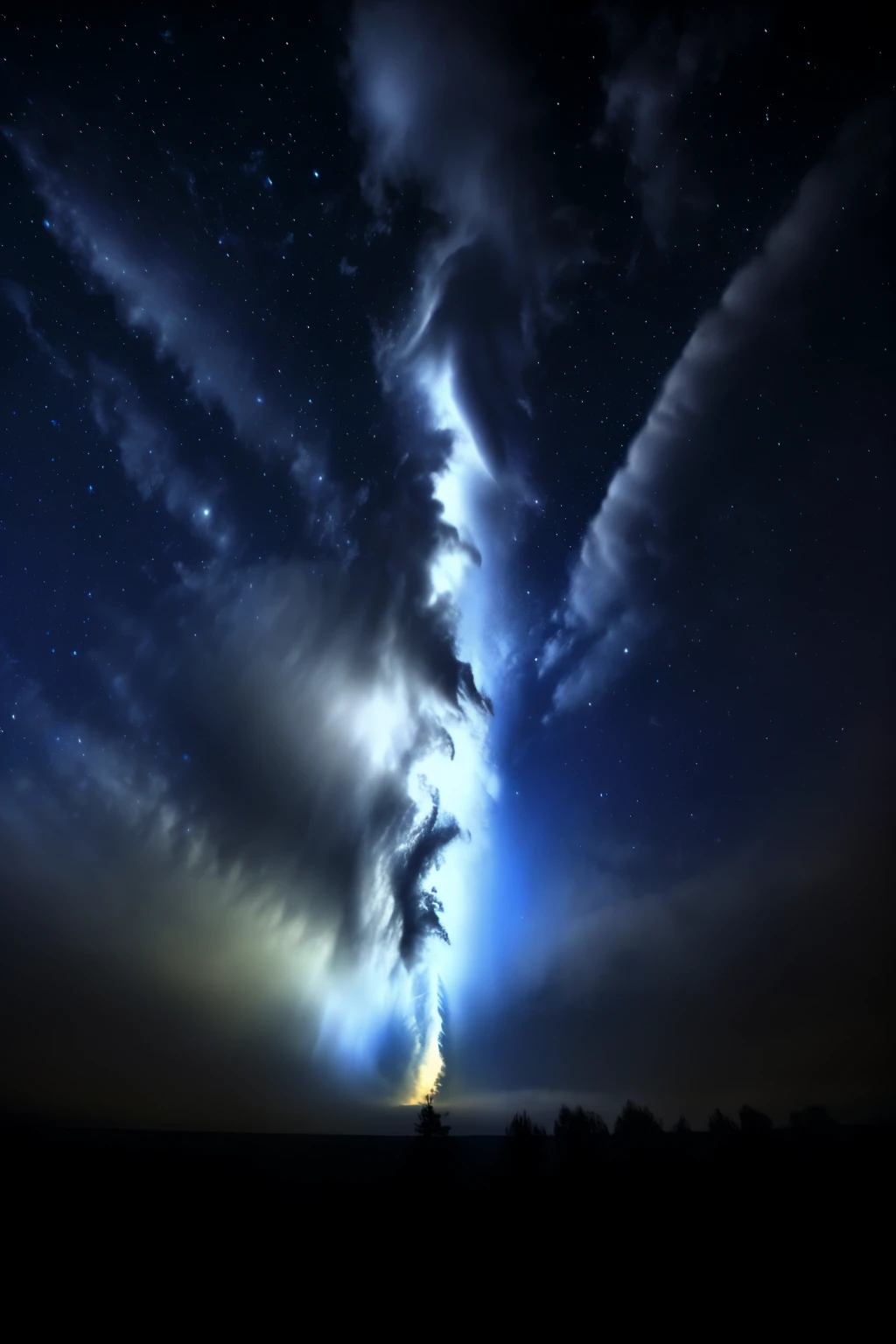 ((Highest quality)), ((masterpiece)), Wolf, cliff, howling, moon, stars, silence, snow, trees, breath, beauty.