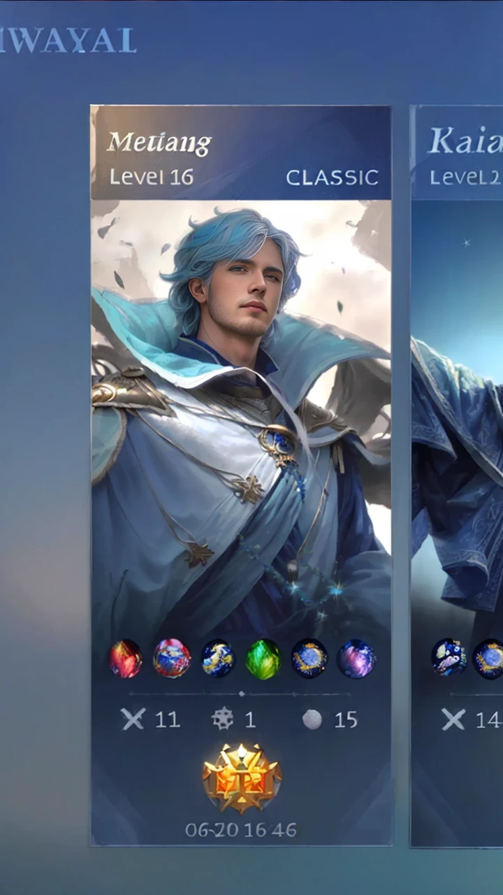 (photorealistic:1.4), best quality, masterpiece, ultra high res, 1man, (detailed face:1.2), (detailed eyes:1.2), (detailed hair:1.2), (detailed clothes:1.2), 4k, (detailed color:1.2), a man with blue and white hair, Sharp eyes, Witch fantasy, Wearing The robes are white and blue and covered in shiny silver , magical realism, ethereal, soft pastel colors, dramatic lighting, photorealistic, 8k, best quality, masterpiece, HD, Realistic