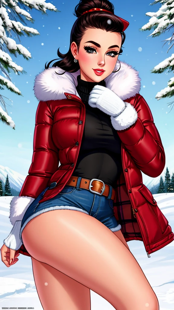 butch girl, pinup, centerfold, winter clothes