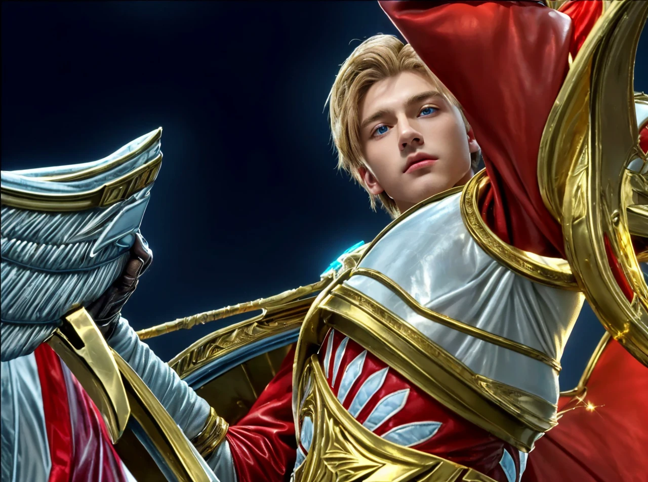 (best quality,4k,8k,highres,masterpiece:1.2), ultra-detailed, realistic:1.37, close up, young boy, holding glow dagger, room, brown hair, white leather jacket, blue eyes, intense gaze, focused expression, dramatic lighting, illuminated room, vivid colors, sharp focus, puprle shawl