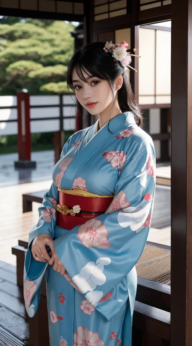 8K, RAW photos, Best quality, Masterpiece: 1.2),(best qualtiy，8K, Yes，32K，masterpiece，hyper HD：1.2) , 20 years old, big cleavage breasts, huge , sexy, arafed asian woman in a kimono dress posing for a picture, in kimono, wearing kimono, classy yukata clothing, japanese kimono, kimono, japanese model, elegant japanese woman, in a kimono, japanese goddess, japanese clothes, wearing a kimono, yukata clothing, traditional japanese, wearing royal kimono, classic kimono, long beautiful flowing kimono, japanese woman