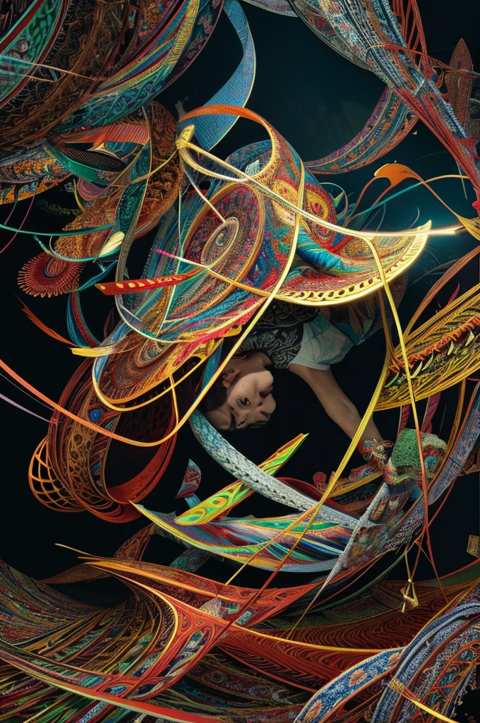 official art, unity 8k wallpaper, ultra detailed, beautiful and aesthetic, masterpiece, best quality, (zentangle, mandala, tangle, entangle), (fractal art:1.3) , 1girl, extremely detailed, dynamic angle, cowboyshot, the most beautiful form of chaos, elegant, a brutalist designed, vivid colours, romanticism, by james jean, roby dwi antono, ross tran, francis bacon, michal mraz, adrian ghenie, petra cortright, gerhard richter, takato yamamoto, ashley wood, atmospheric, ecstasy of musical notes, streaming musical notes visible