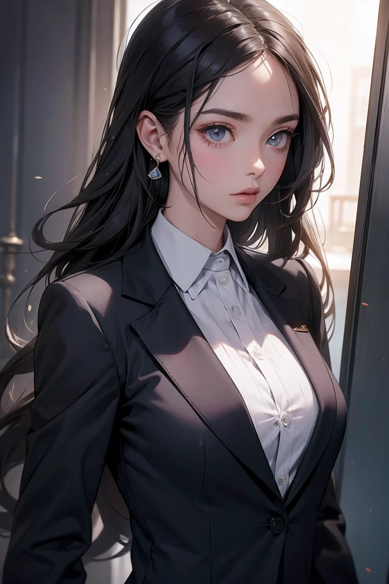 Cool girl　high resolution　Big Breasts　Men's suits　Expose　Long Hair　Earrings　Tattoo
