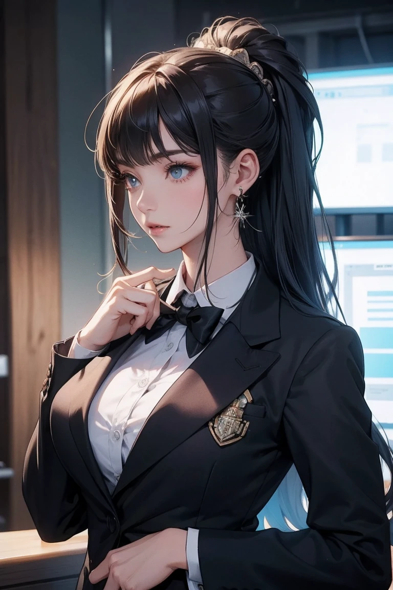 Cool girl　high resolution　Big Breasts　Men's suits　Expose　Long Hair　Earrings　Tattoo