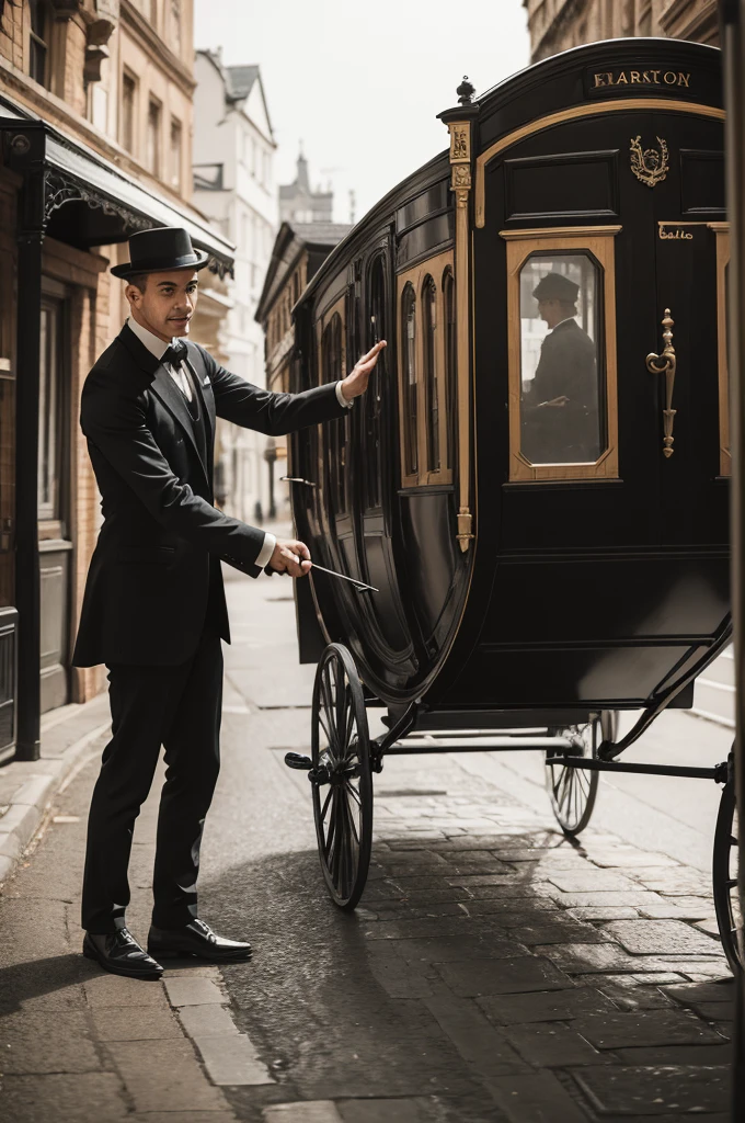 Man getting out of carriage