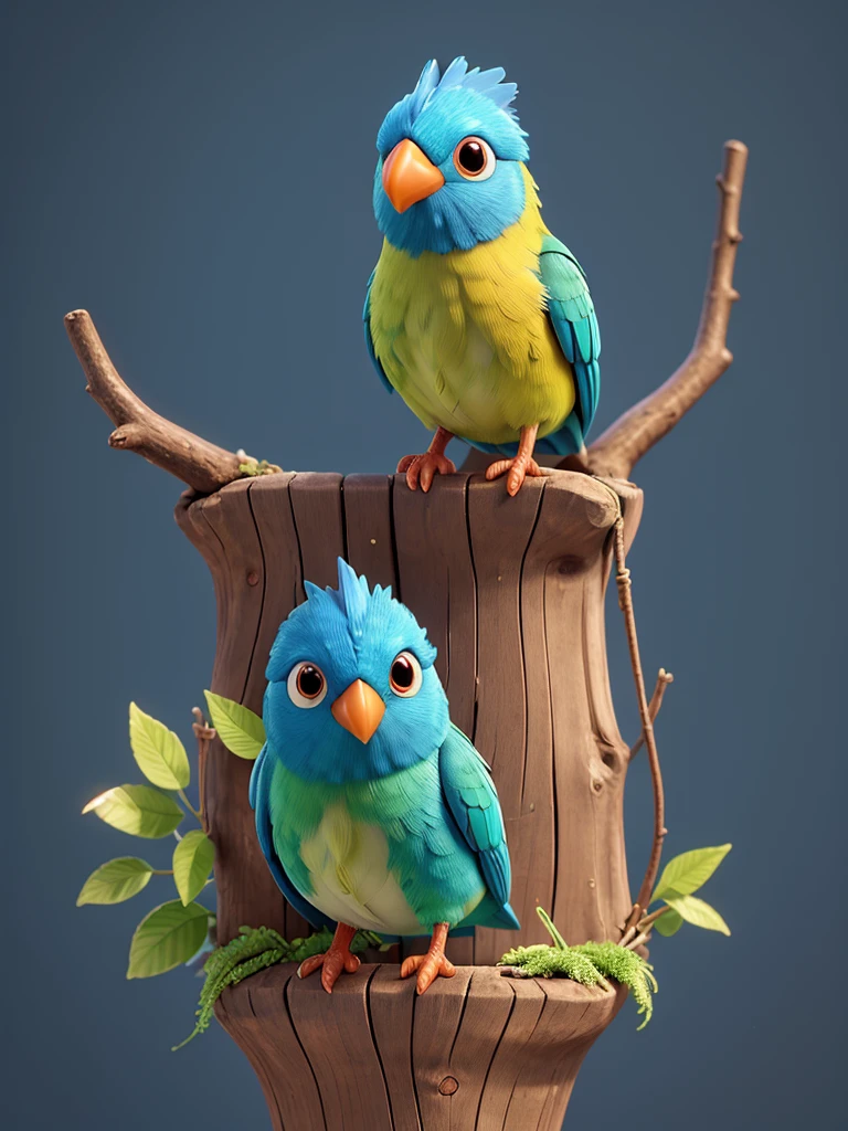 Create a highly detailed and lifelike digital painting of a Blue-crowned Hanging Parrot (Loriculus galgulus). Focus on capturing the vibrant green plumage, striking blue crown, and the bright red patch on its throat and rump. The bird should be depicted in a close-up view, perched delicately on a thin branch. Highlight the fine details of its feathers, the subtle variations in color, and the texture of its small, curved beak. Use a simple, blurred background with soft, natural tones to emphasize the bird's vibrant colors and intricate details. Include realistic lighting to bring out the sheen on its feathers and to create depth and dimension in the image. Capture the bird's curious and lively expression, showcasing its unique and beautiful features in a highly detailed and realistic manner."
