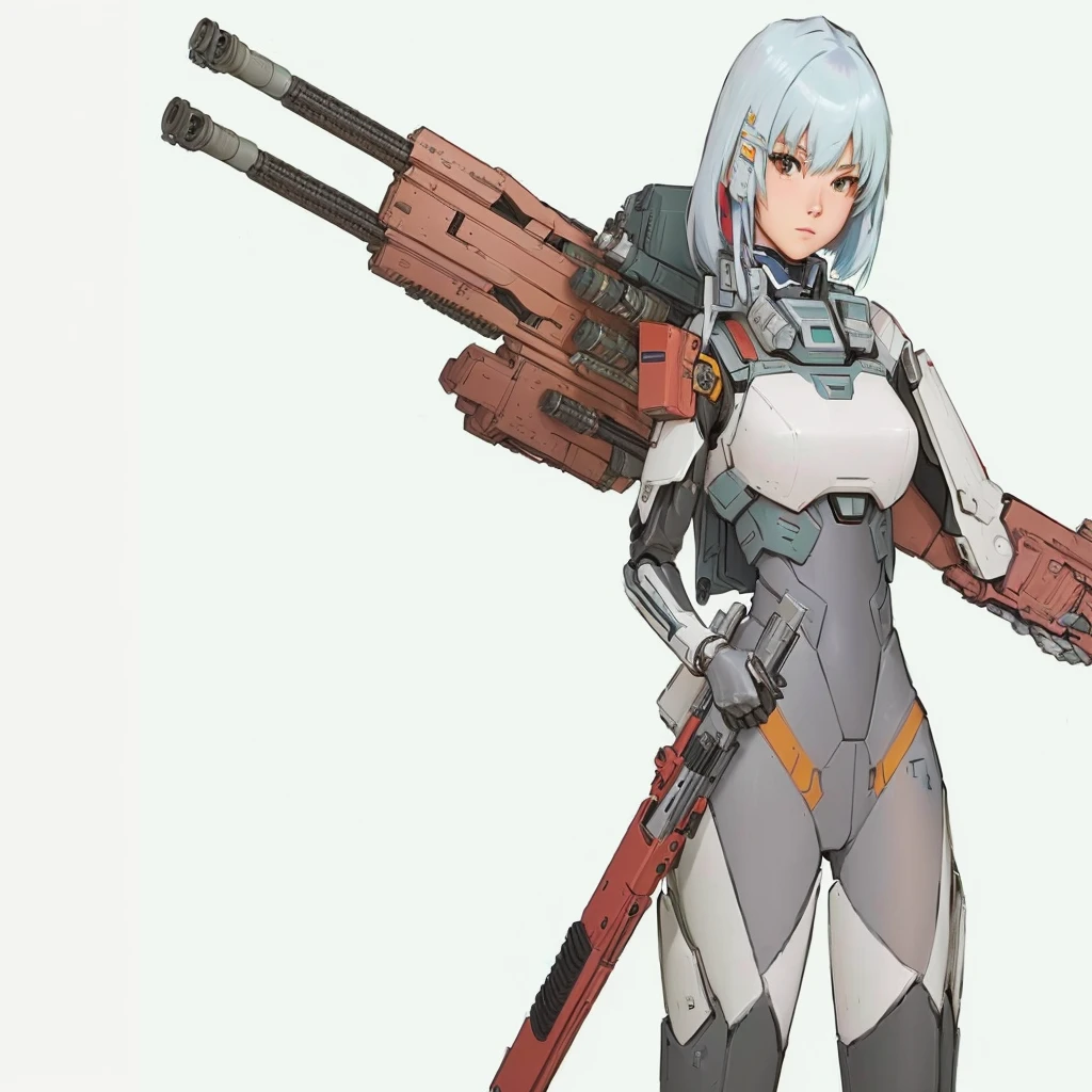 Cartoon characters holding guns and rifles, female Mecha, Mechanized soldier girl, Mechanized valkyrie girl, Fleet Collection Style, ferra white Mecha, Kushat Kents, Girl holding warship parts, Rogue anime girl Rei Ayanami, captain, Mecha asthetic, # Mecha, Anime Machine Gun Shooting