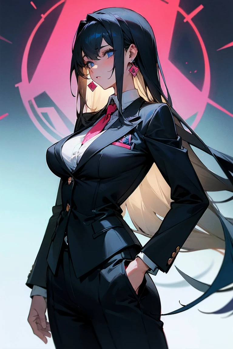 Cool girl high resolution Big Breasts Men's suits Expose Long Hair Earrings Tattoo
