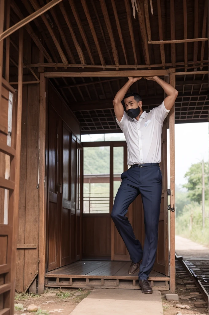 Man getting out of a tilburi