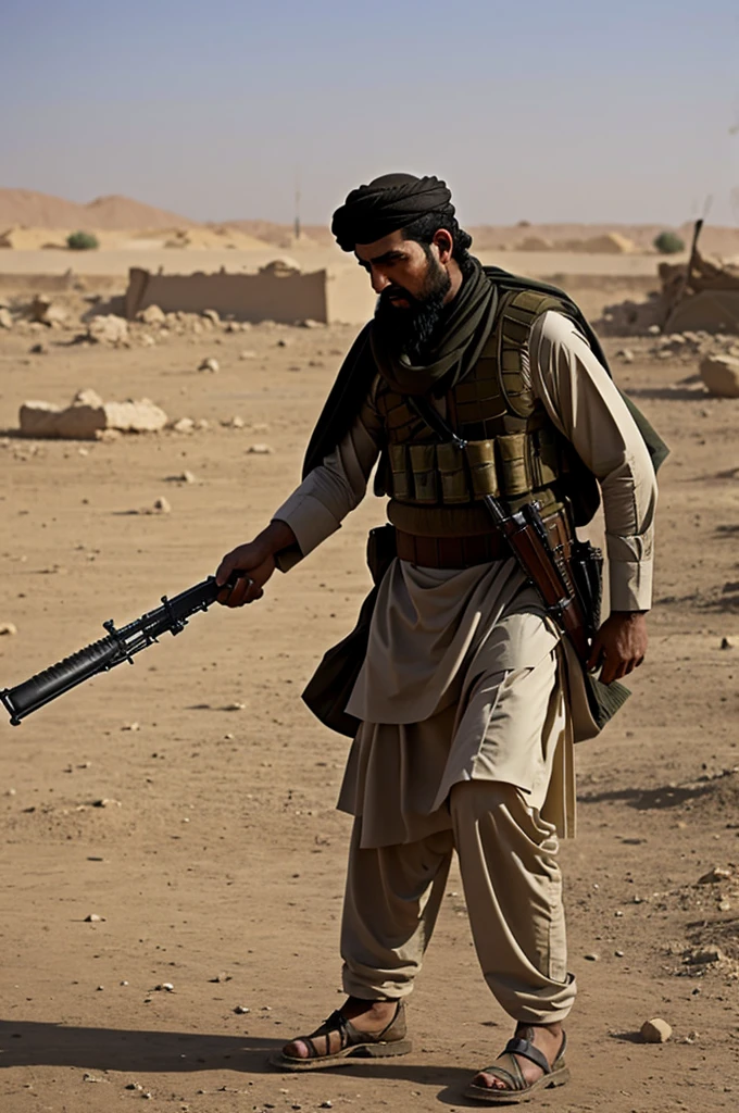 Photo of an Afghan man fighting with Taliban forces 