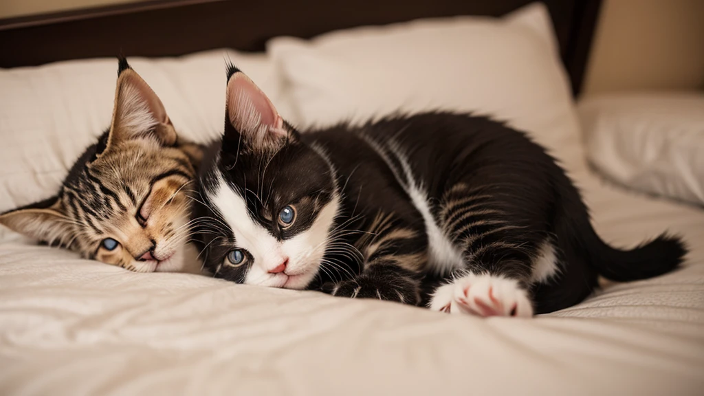 Kitten, bed, late night, sleep
