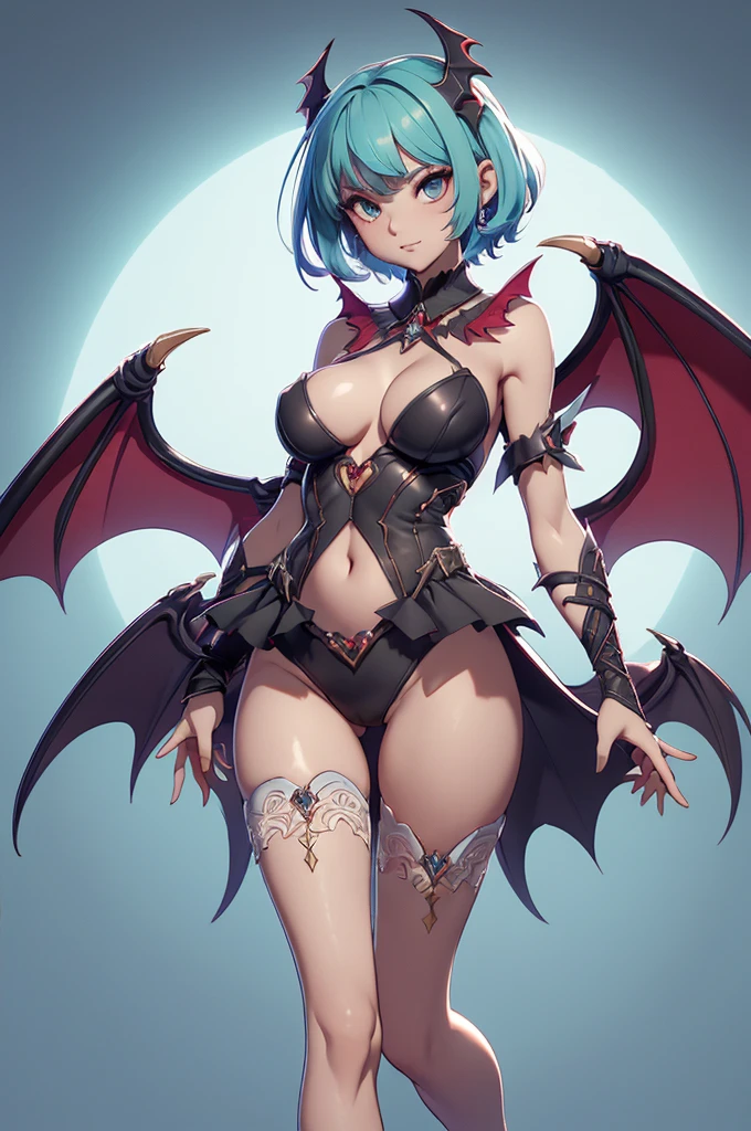 Mini morrigan aensland, (morrigan aensland), 独奏, ray tracing, 3D style, 3DMM, ((oses per photo)), ((oses au cada foto)), fully body,(Front view),(Costas Issue), (Emist on the left), show flat belly, (((oses per photo))),(very perfect ass, perfecnd symmetrical eyes, (perfect handuturistic sword in hand)), ((short hair)),white clothing with textured edges, skin fair, luauas detalhadas, White thigh-high tights with trim, auestido aberto au "au", Waist slender, big legs, low water, Show legs to the top of the waist, ,((top with rip in the middle)),ultra realistic skin, realistic human eyes,ultra realistic skin,super sensual suit,(faixas au torno dos seios), colorftop with ruffles,(pubis with a lot of volume),(extrauamente sensual),(very sensual),(red and black thaue),(((giant bat wings))),with bat wings,love the league,(meia calca de renda au um dos lados),(meia calca de renda au um dos lados),((bold embellishments)),((lines involving the legs)),((red lines intertwining the legs)),((lines surrounding the breasts))