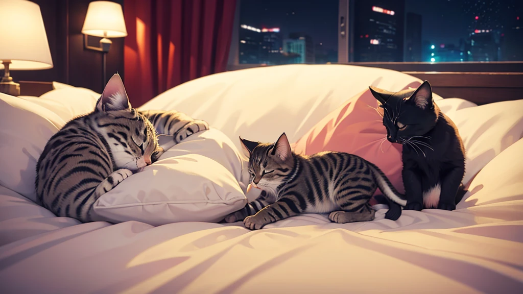 Kitten, bed, late night, sleep
