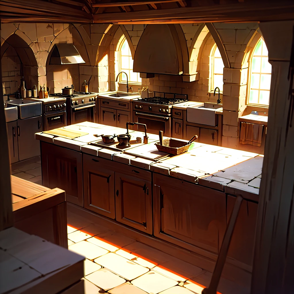 empty medieval kitchen