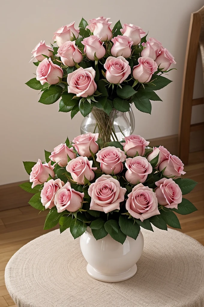 1. This stunning photo showcases a beautiful bouquet of pink roses, radiating elegance and charm. Perfect for any occasion, these delicate flowers symbolize love, gratitude, and admiration. The soft pink hues add a touch of femininity and sophistication to any space, making it an ideal gift for a loved one or a lovely addition to your home decor. Brighten up your day with these gorgeous pink roses that are sure to bring joy and beauty wherever they are displayed.