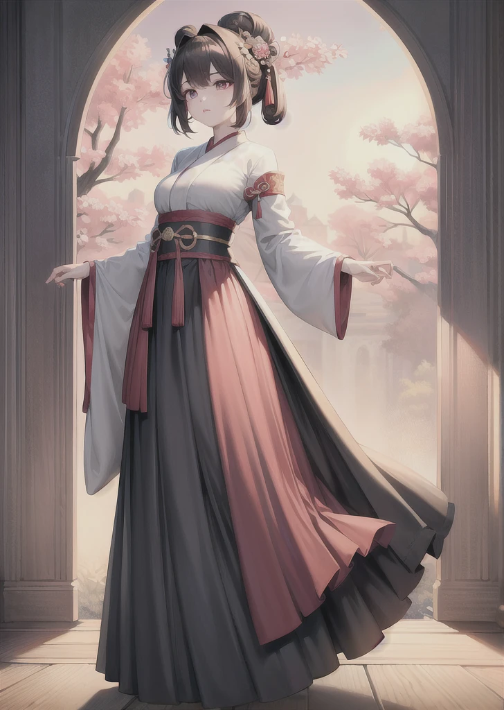best quality ,masterpiece, illustration, an extremely delicate and beautiful, extremely detailed ,CG ,unity ,8k wallpaper, Amazing, finely detail, masterpiece,best quality,official art,extremely detailed CG unity 8k wallpaper,absurdres, incredibly absurdres, huge filesize , ultra-detailed, highres, extremely detailed,beautiful detailed girl, extremely detailed eyes and face, beautiful detailed eyes,light on face,(Hanfu:1.1),1girl, full body,full-body shot, ru_qun