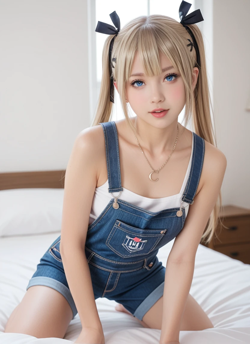 check_9,check_8_up,check_7_up,8 k,HD,1 girl,,Danhuajuan,Marie Rose,blonde hair,language,realistic,One,overalls,language out,ponytail,Blue eyes,long hair,Looking at the viewer,bang,necklace,realistic, Best quality, masterpiece, 1 girls, 1 person, sailor, roll up tops, thigh high, thin hips, pronoposition, Sex, (Sex from behind), hospital bed 