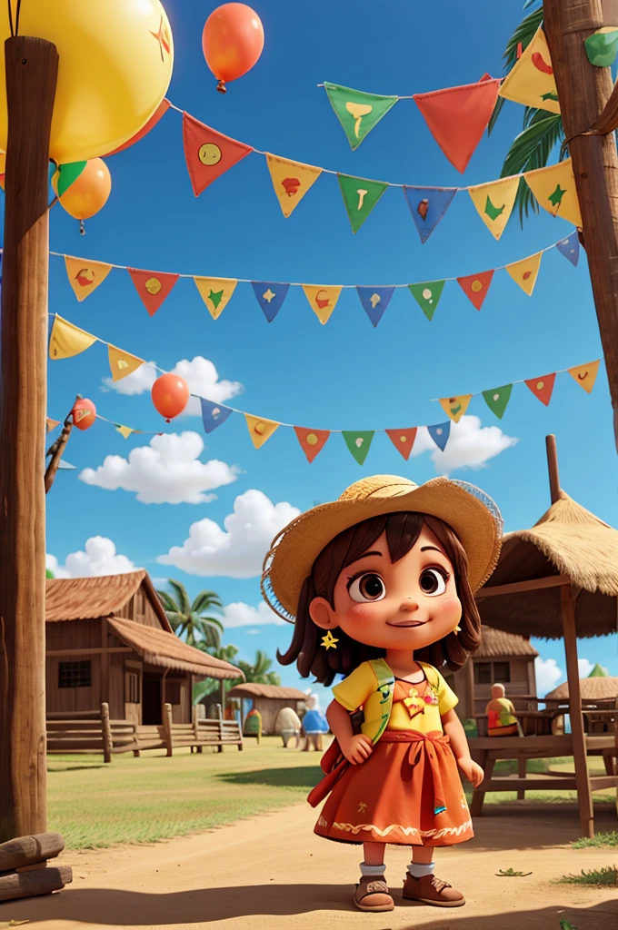 São João, little flags, typical Brazilian party, redneck costumes, balloon, straw hat, bonfire