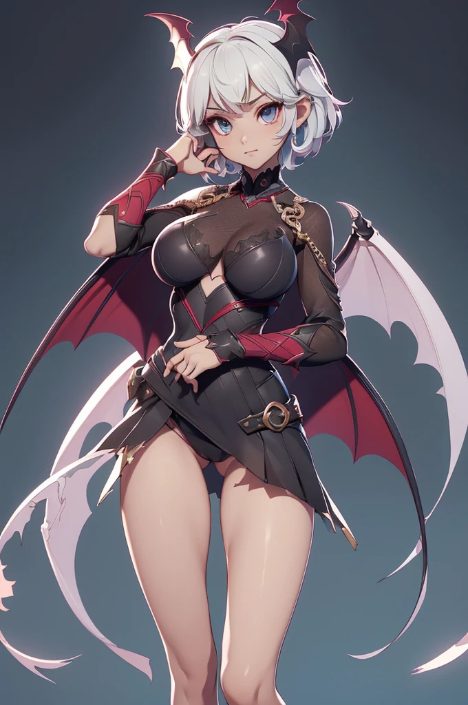 Mini morrigan aensland, (morrigan aensland), 独奏, ray tracing, 3D style, 3DMM, ((oses per photo)), ((oses au cada foto)), fully body,(Front view),(Costas Issue), (Emist on the left), show flat belly, (((oses per photo))),(very big breastsperfect ass, perfect and symmetrical eyes, (perfect handuturistic sword in hand)), ((short hair)),white clothing with textured edges, skin fair, luauas detalhadas, White thigh-high tights with trim, auestido aberto au "au", Waist slender, big legs, low water, Show legs to the top of the waist, ,((top with rip in the middle)),ultra realistic skin, realistic human eyes,ultra realistic skin,super sensual suit,(faixas au torno dos seios), colorfully,top with ruffles,(pubis with a lot of volume),(extrauamente sensual),(very sensual),(red and black thaue),(((giant bat wings))),with bat wings,love the league,(meia calca de renda au um dos lados),(meia calca de renda au um dos lados),((bold embellishments)),((lines involving the legs)),((red lines intertwining the legs)),((lines surrounding the breasts)),((pele bau clarinha por poros detalhados))