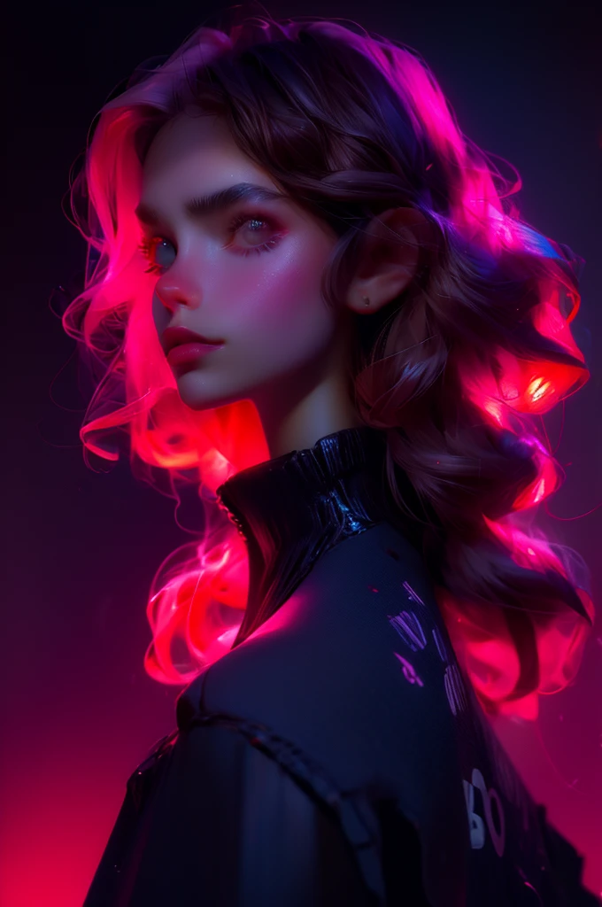 fashion portrait color photograph, woman, neon lights