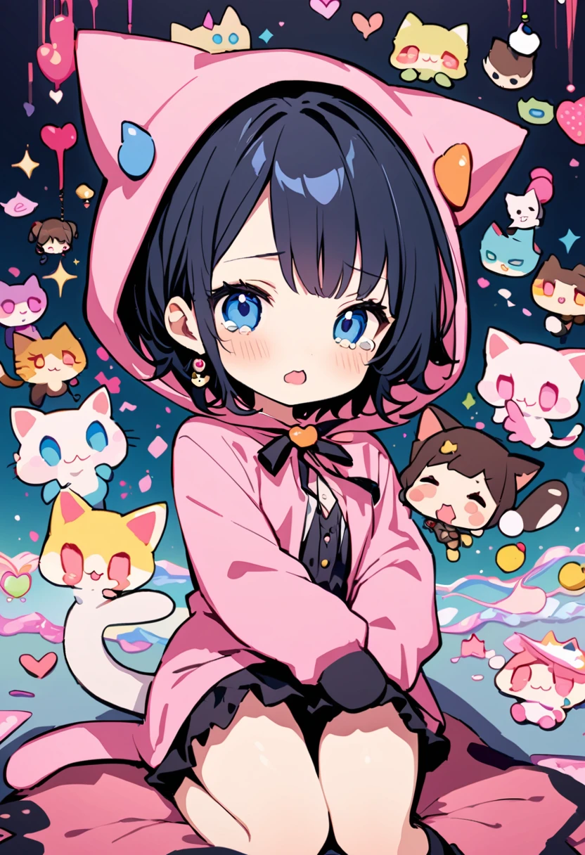 masterpiece, Highest quality, Illustration of the novel, High resolution, 18+ Adult content, Sensual, Intimate, Emotional, Passionate, romantic, sweet, Adorable, Innocent, Pure, Charmな, Charmな, Charm, mysterious, Charmな, Charmな, Immersive, Charmな, dream-like, Surreal, Imaginative, Whimsical, Artistic, Avant-garde, timeless, elegant, Sophisticated, chic, Sophisticated, personality, original, Charmな, ((chibi,Cute Lori:1.3)),nsfw, ((Cat costume:1.3)),((Beautiful Tears))、
