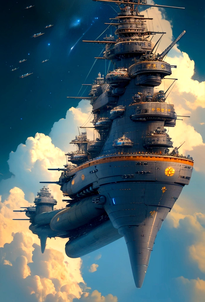 ８ｋ、Masterpiece、universe space、Milky Way、Cosmic Fortress、Small carrier-based aircraft flying to protect the fortress、Large Space Battleship、The ships are queuing up to enter the port.