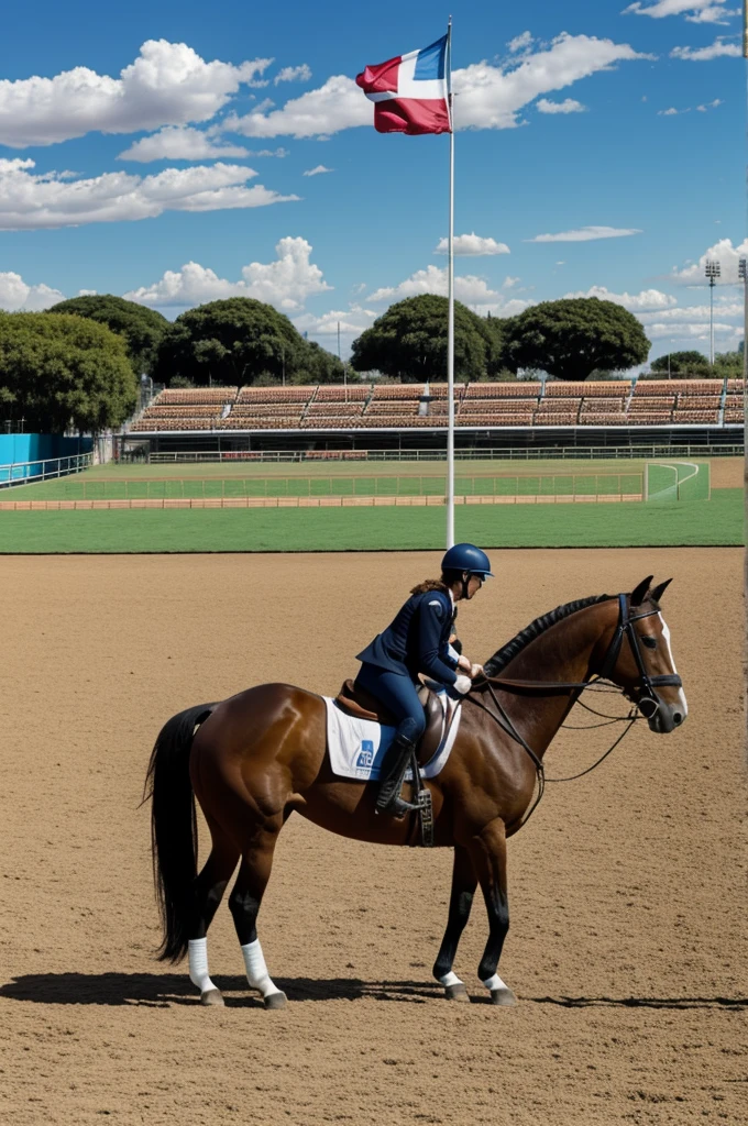 Argentine flag on horse field