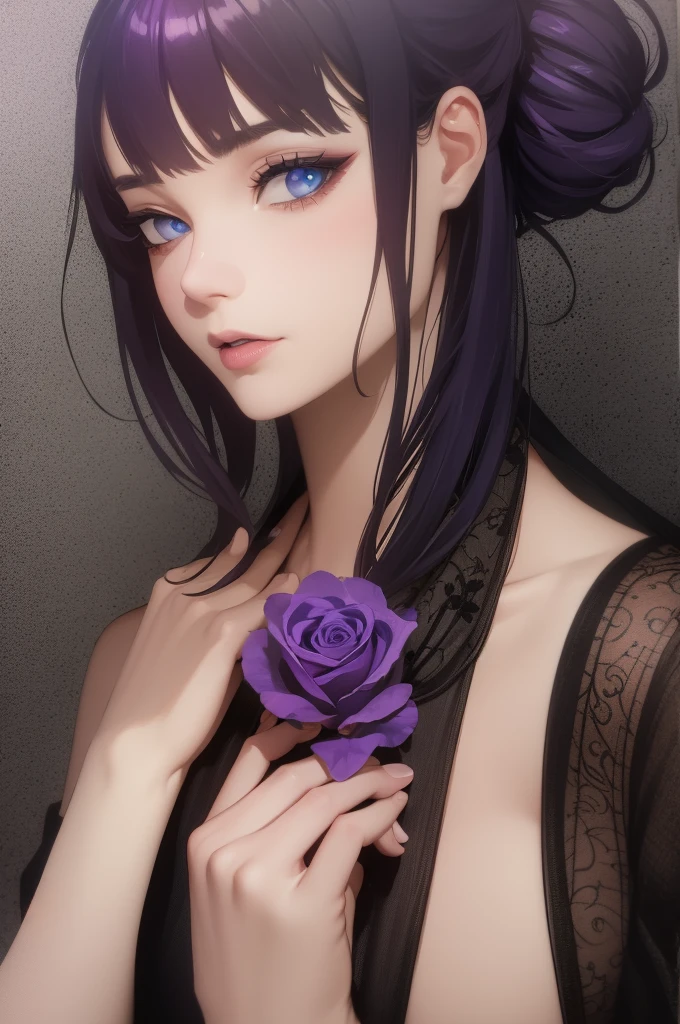meilleure qualité, une femme, fume une cigarette, religieuse, evil religieuse, voilé, yeux rouge, face à moi, sexy, vulgaire, thème rose et violet