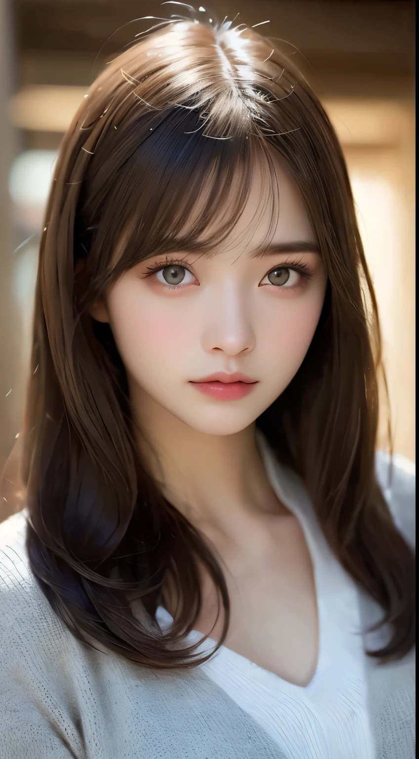 in detail, highest resolution, high quality、Complete dynamic configuration, beautiful detailed eyes, medium hair, small 、natural color lip,Kamimay、Shibuya、College student、1 person、transparent skin、shiny hair、table top, best quality, illustration, very detailed, in detail, highest resolution, 8K、correct state of the human body、model pose