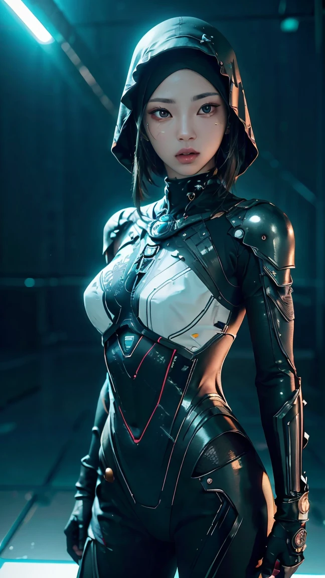 ((Best quality)), ((masterpiece)), (detailed:1.4), 3D, a beautiful cyberpunk female figure with VAIL or HIJAB, (full-coverage electronic leather suit), light particles, pure energy chaos anti-technology, HDR (high dynamic range), ray tracing, NVIDIA RTX, Super-Resolution, Unreal 5, Subsurface scattering,PBR Texturing,Post-processing,Anisotropic Filtering,Depth-of-field,Maximum clarity and sharpness,Multi-layered textures,Albedo and Specular maps,Surface shading, Accurate simulation of light-material interactions, perfect proportions, Octane Render, two-tone lighting, large aperture, low ISO, white balance, rule of thirds, 8K RAW, background in Prambanan Temple Indonesia