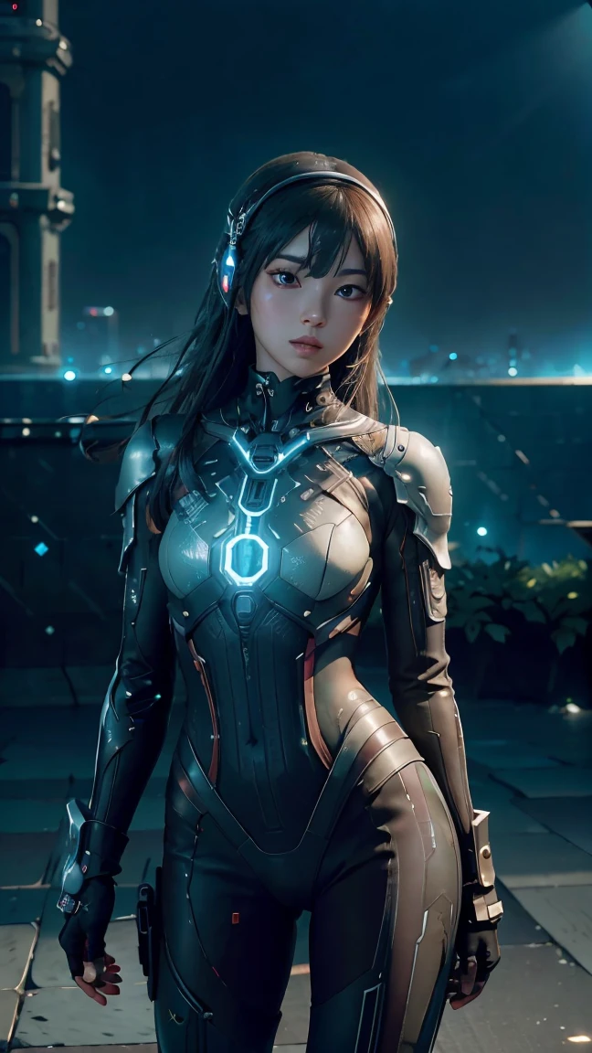 ((Best quality)), ((masterpiece)), (detailed:1.4), 3D, a beautiful cyberpunk female figure with VAIL or HIJAB, (full-coverage electronic leather suit), light particles, pure energy chaos anti-technology, HDR (high dynamic range), ray tracing, NVIDIA RTX, Super-Resolution, Unreal 5, Subsurface scattering,PBR Texturing,Post-processing,Anisotropic Filtering,Depth-of-field,Maximum clarity and sharpness,Multi-layered textures,Albedo and Specular maps,Surface shading, Accurate simulation of light-material interactions, perfect proportions, Octane Render, two-tone lighting, large aperture, low ISO, white balance, rule of thirds, 8K RAW, background in Prambanan Temple Indonesia