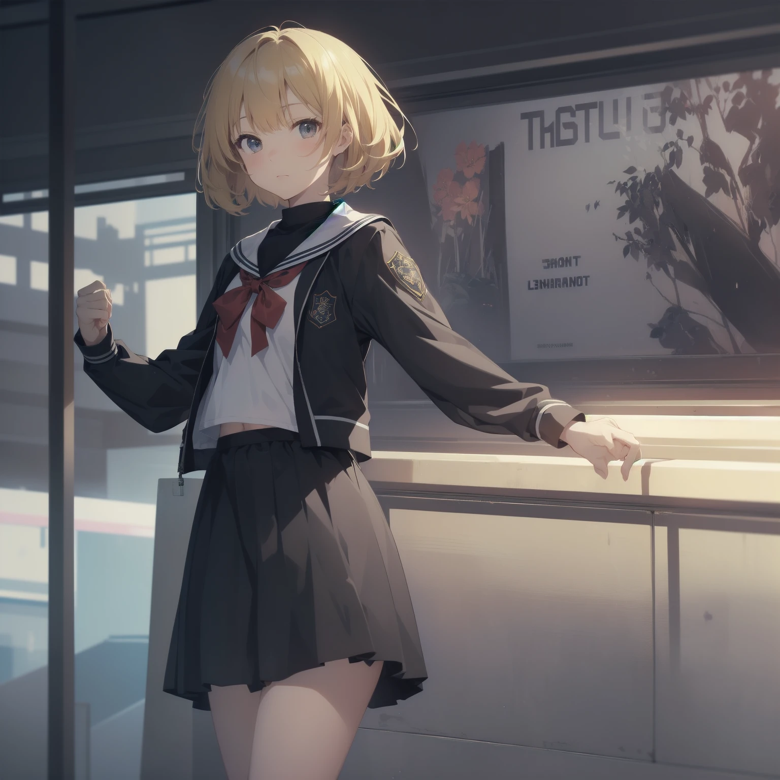 ultra-absurdres-Top quality by artist God, ultra-detailed, high resolution, anime moe artstyle, best anime 8k konachan wallpaper, pixiv contest winner, pool:2810, perfect anatomy,break, 1girl, (Please draw a girl walking sleepily to school alone. )break,(Solo,little female, 13-year-old:1.3),Full limbs, complete fingers,a junior high school student, (very short hair), short cut, flat chest, , small butt, small black eyes, beautiful detailed eyes, well-proportioned iris and pupils, expressive eyes, highres detailed hair, soft expression, salor school_uniform, sailor collar, serahuku, bow, pleated skirt,(Detailed Lighting), (Detailed background), in the School commute route. break,super detailed skin, Best cinematic lighting powered by famous artist, 8k,beauty illustration,photoshop_(medium),very aesthetic,break,((artist:saiguchi_otoufu )), artist:clamp ,artist:carnelian ,artist:kantoku ,