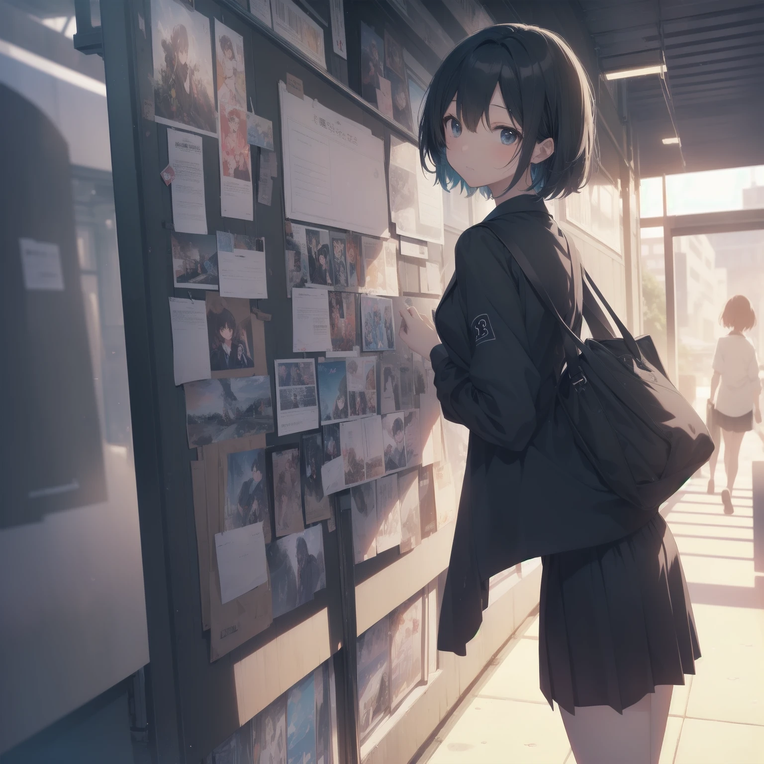 ultra-absurdres-Top quality by artist God, ultra-detailed, high resolution, anime moe artstyle, best anime 8k konachan wallpaper, pixiv contest winner, pool:2810, perfect anatomy,break, 1girl, (Please draw a girl walking sleepily to school alone. )break,(Solo,little female, 13-year-old:1.3),Full limbs, complete fingers,a junior high school student, (very short hair), short cut, flat chest, , small butt, small black eyes, beautiful detailed eyes, well-proportioned iris and pupils, expressive eyes, highres detailed hair, soft expression, salor school_uniform, sailor collar, serahuku, bow, pleated skirt,(Detailed Lighting), (Detailed background), in the School commute route. break,super detailed skin, Best cinematic lighting powered by famous artist, 8k,beauty illustration,photoshop_(medium),very aesthetic,break,((artist:saiguchi_otoufu )), artist:clamp ,artist:carnelian ,artist:kantoku ,
