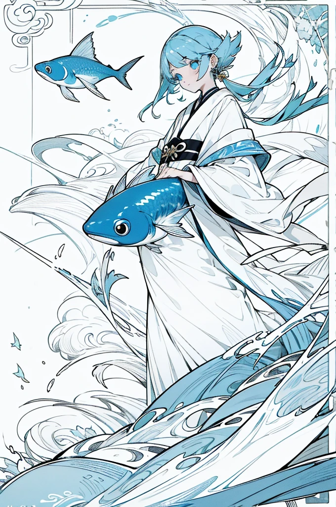 This ager,The name is Haiyan,Eyes are the clear blue of the sea,The elegant Chinese flying fish suit carries a Tang straight knife,Single earring on the left ear,There is a little cunning in the eyes, but it is innocent。