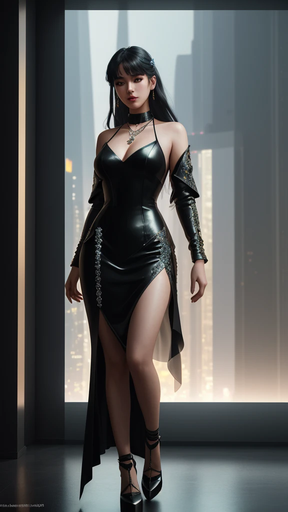 Baroque sci - fi full body elegant woman airy translucent dress epic atmosphere chiseled background 8k desaturated colors cinematic ultra realstic textures adire