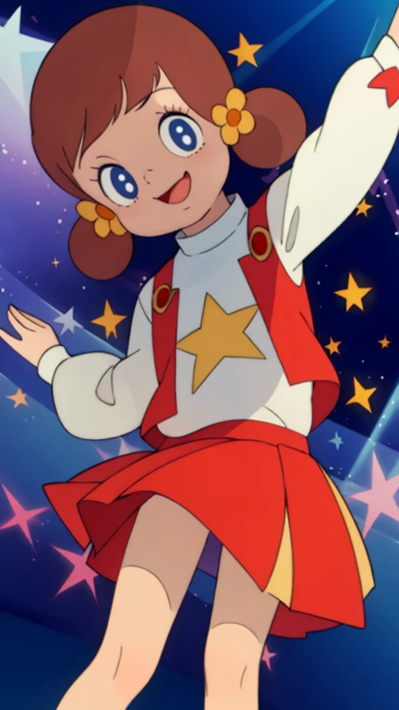 masterpiece, best quality, solo, 1girl,
chappy,Laughing with mouth open、
Dance on live stage、In the spotlight、Raise your legs、A dynamic figure、パンティが見える、