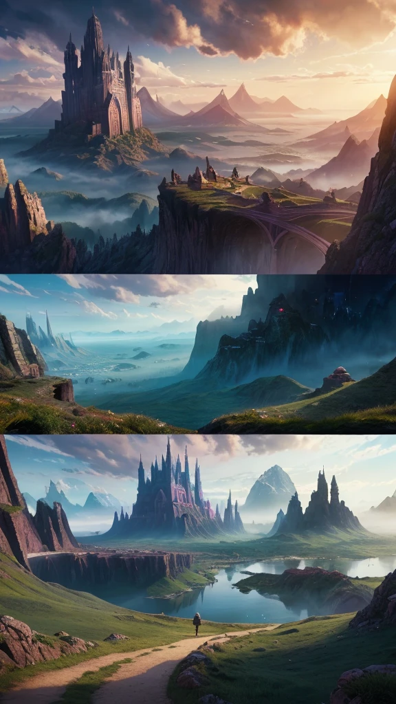 there is a picture of a Fantasy Landscape with a bridge, Fantasy Planet, epic dreamlike Fantasy Landscape, Fantasy-inspired matte painting, Fantasy sci-fi city, impressive Fantasy Landscape, Sci-Fi Fantasy Wallpapers, Fantasy Landscape, Fantasy Sci-Fi, Future Utopian Fantasy, Fantasy Landscape, Beautifully detailed fantasy, epic Fantasy Landscape, Fantasy City, Fantasy City background