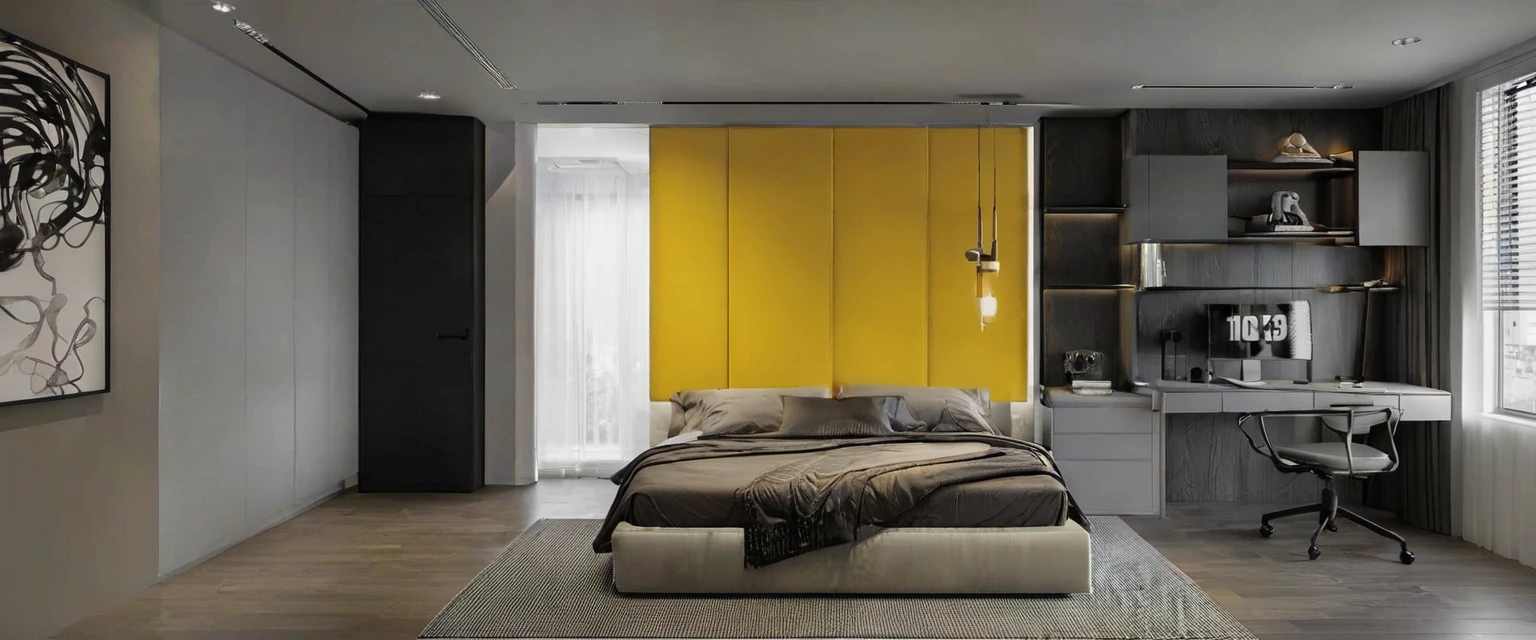 room, snug, streamer, Black color, purple, White, yellow, with bed, windowed, streamer room, 검은 background, background