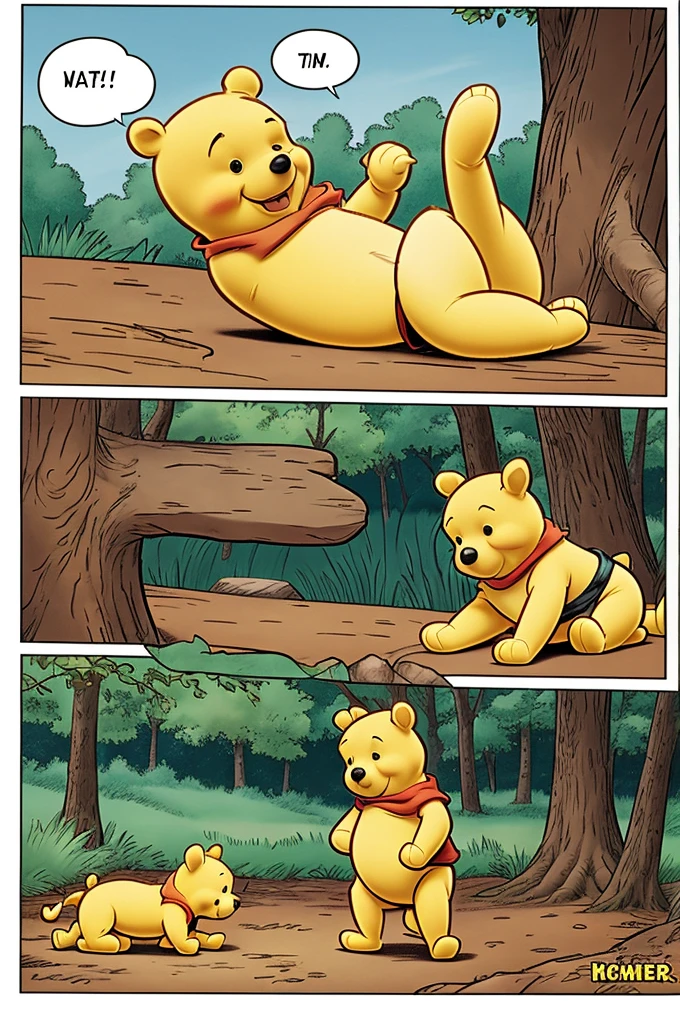 grammi_gummi, gummi_bears, bear, blue clothing, dress, hat, four fingers, three toes, forest, day, spread legs, pussy