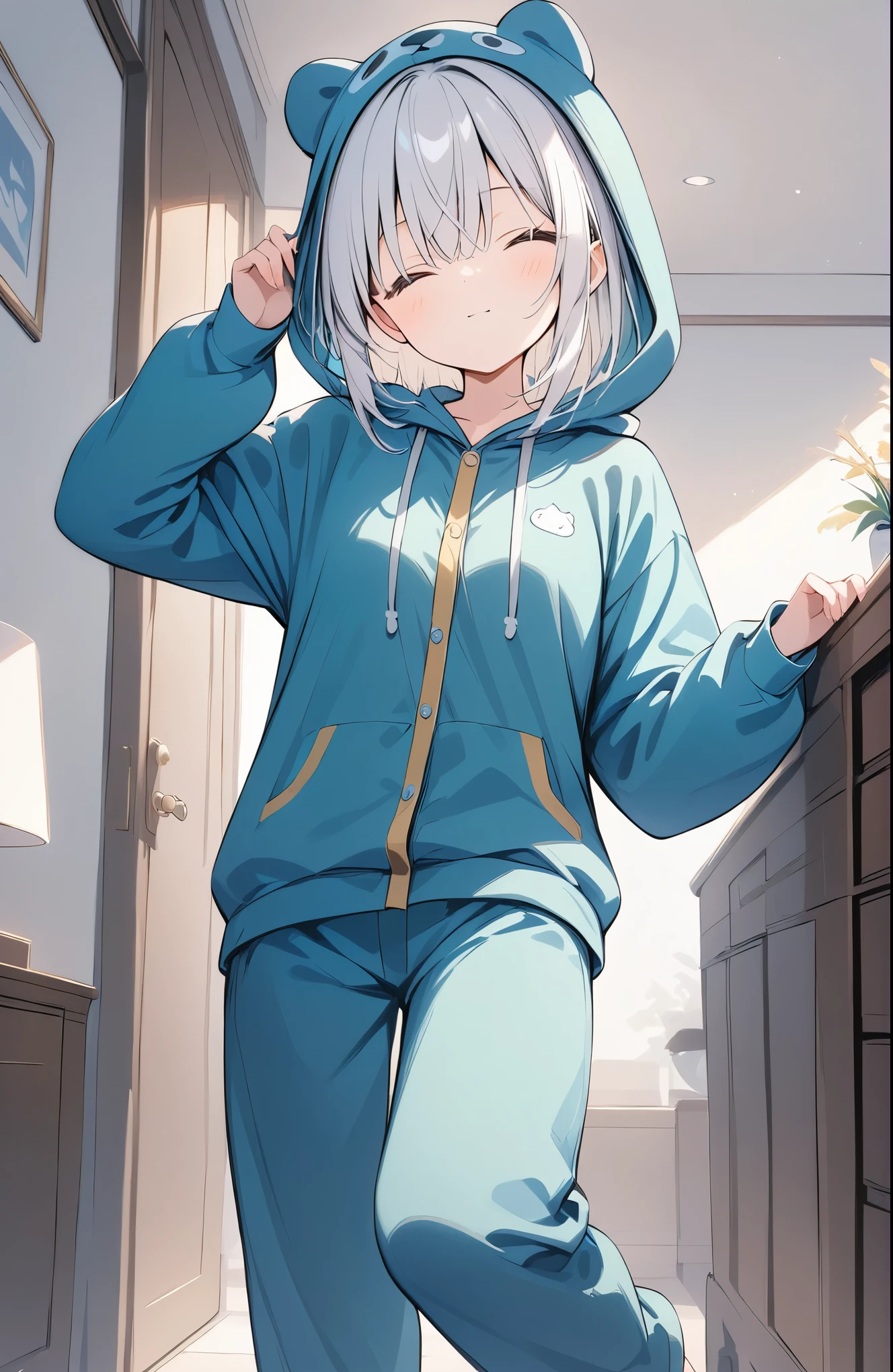 超High resolution, Attention to detail, high quality, High resolution, 最high quality, 4K, 8K, Awards、(Kigurumi Pajamas)、(あくび:1.3),cute