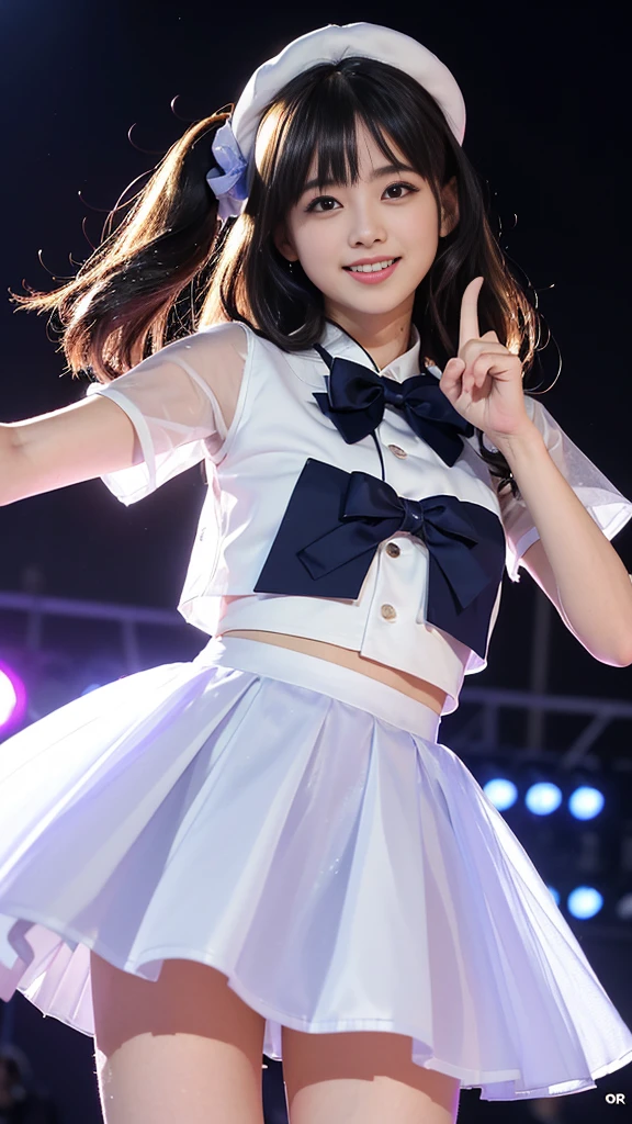 8K, highest quality, High resolution, lively,((exact number of fingers:1.5))、((Euphoric look))、((orgasm:1.0))、((smile:1.15))、((Especially the crotch is sweating and dripping.:1.3))、((translucent:1.5、肌に張り付いて身体のシルエットが判る襟付きのセーラー服's字型のようなボディsーツ:1.5))、white and navy blue、ribbon、sailor hat、double frill garter、super cute girl、10th generation、Part of an idol group、(((At concerts「ザ☆ピ〜s!」dancing)))、spread your legs wide apart, pull your hips back, arch your upper body, and place your left hand on your waist.、Right hand salutes with two fingers、hair is moving、sポットライト、professional lighting、Cinematic light、three-dimensional、
(RAW photo、highest quality)、(realistic、Photoreal:1.3)、highest quality、masterpiece、very delicate and beautiful、A hvery detailed、nffsw、sense of oneness、2k wallpaper、growing up、Beautiful in every detail、masterpiece、light smile、highest quality、Hvery detailed ticker Unity 8K wallpapers、huge file size、super detailed、High resolution、very detailed、((exact number of fingers:1.5))、((Euphoric look))、((エクsタシー:1.6))、((smile:1.15))、((sweating:1.4))、((Translucent:1.55))、((肌に吸い付く襟付きで体のシルエットを美しく見せるライトピンクパープル色のセーラー服型ボディsーツ:1.5))、(violet and pink)、ribbon、sailor Hut、double ruffle garter、super cute girl、10th generation目、Part of an idol group、(((At concerts「ザ☆ピ〜s!」dancing)))、spread your legs, Pull your hips back, Arch the upper body, and place your left hand on your hip.、Right hand salutes with two fingers、Hair is moving、((orgasm:1.6))、sポットライト、professional lighting、cinematic light、Three-dimensional、viewer'perspective、