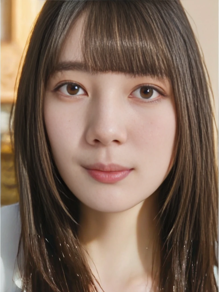 Highest quality, 8K, ,masterpiece :1.3)), In-person audience,((Whole body 1.2)) ,Beautiful woman, Wide Shot ,One girl, , Selfie , Black Hair, Brown Hair , bangs,Highly detailed face, Highly detailed lips, Fine grain, double eyelid
　front、Cute woman、 Perfect dynamic composition, Beautiful attention to detail, suit, Natural Lip, Natural Hair，　Black Background、　indoor、　indoor、
